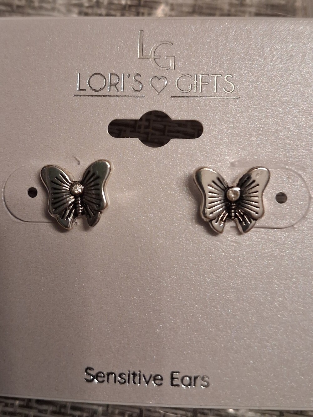 Lori's Gifts Silver Tone Butterfly Stud Earrings Nickel-Free Sensitive Ears